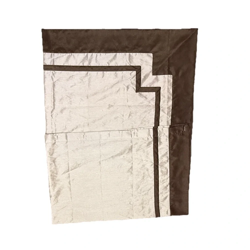 Hotel Collection Faux Silk Luxury Shower Curtain 72x72 Brown Beige Bordered Trim